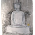 Buddha learns wisdom 60x40 collage, charcoal, ink, gesso