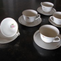 Five teacups given to me when Ernest Christmas (real name) stopped in for a visit!