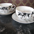Two more teacups decorated with bamboo and gold trim from Mitch in Hawaii